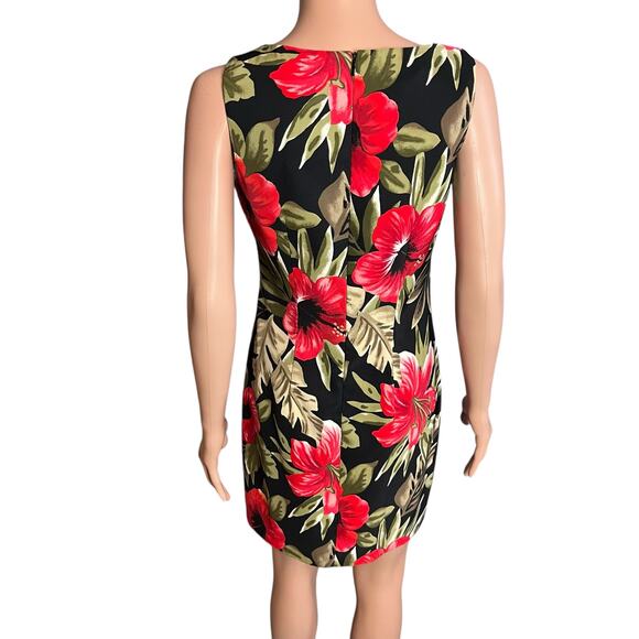 AGB Sleeveless Floral Hibiscus Shift Dress 8 Tropical Chic Coastal Resort Cruise - Picture 3 of 4